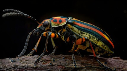 Vibrant Striped Beetle Macro Photography