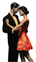 Poster - PNG  Collage Retro dreamy tango collage adult art.