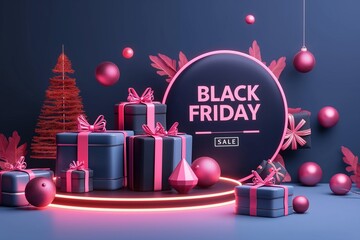 Wall Mural - black friday sale banner in realistic 3d by generative ai