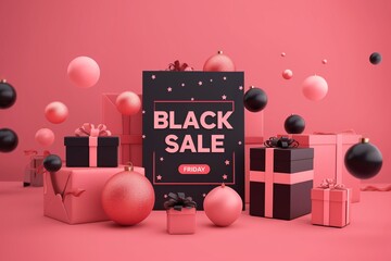 Wall Mural - black friday sale banner in realistic 3d by generative ai