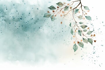 Elegant watercolor illustration of abstract teal foliage on white background, perfect for invitations and designs.