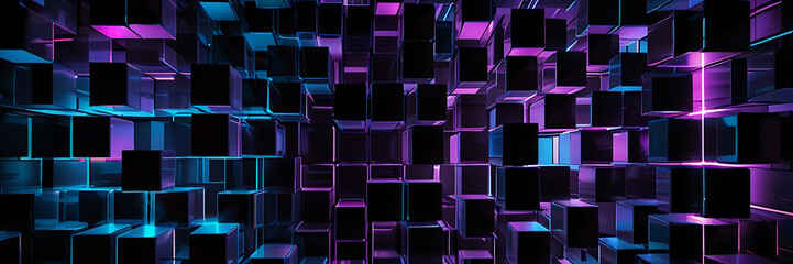 Wall Mural - A colorful abstract background with neon lights and a grid of lines. abstract tech, innovation future data, internet network, Ai big data, lines dots connection