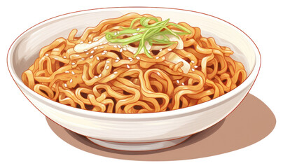 Sticker - PNG Yakisoba japanese food dessert noodle cream.