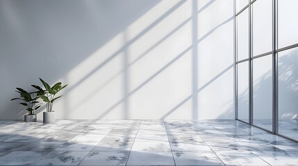Wall Mural - Minimalist White Wall with Soft Shadows for Professional Product Presentation