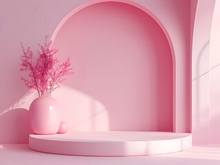 Poster - Soft Light Pink Gradient Backdrop for Product Presentation and Modern Display Concept