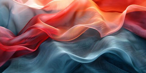 Wall Mural - wallpaper abstract colors wave 3d cloth liquid smoke, orange blue,  dark color,  HD, 16:9, banner, website layout, template background