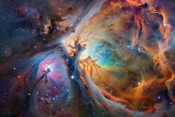 Wall Mural - a colorful space filled with countless stars shining brightly, a shimmering nebula bursting with vib