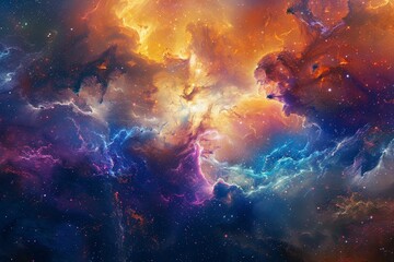 Wall Mural - a vibrant and colorful space filled with numerous stars and a shimmering nebula, a shimmering nebula