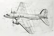 © Iftikhar alam - A detailed illustration of a plane flying in the sky, A sketch of a prototype repair design for reinforcing a weakened airplane wing