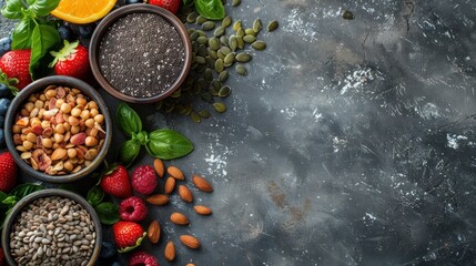 Healthy Food Ingredients on a Grey Surface