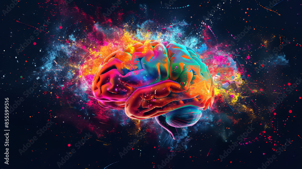 Brain Colour Explode Color explosion, human brain in different colors Stock Illustration ...