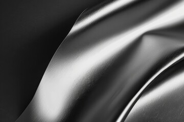 Wall Mural - A close-up of a glossy, shiny fabric in black and white, reflecting light beautifully, A smooth and sleek paper texture with a glossy finish