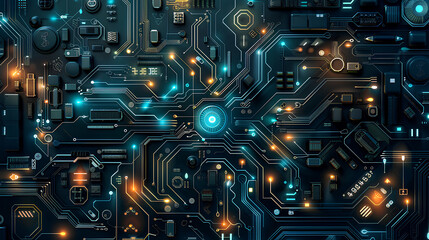 Poster - illustration Abstract futuristic electronic circuit technology background