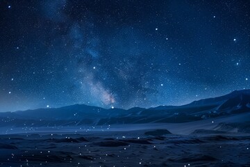 Wall Mural - a night sky filled with twinkling stars spreading over the desert landscape, a star-filled night sky