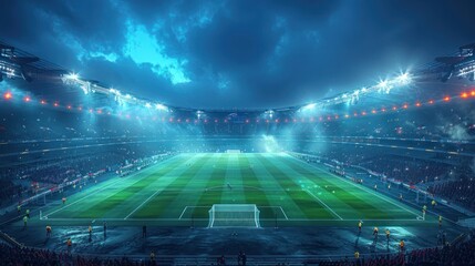 Wall Mural - Stadium Under the Lights: A Night of Football