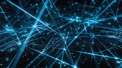 Poster - Abstract Blue Lines Network Background