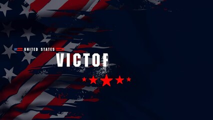 Wall Mural -  Victory Day Animation Text with dust sprinkle particle effect on American waving flag . Animated Victory Day Handwritten , 4K Footage video.