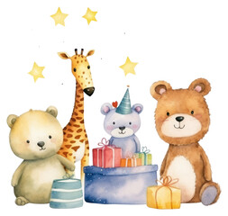 Poster - PNG Minimal animal party characters mammal toy representation.