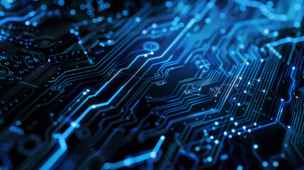 Poster - quantum computer technologies concept. futuristic blue circuit board background vector. modern techn