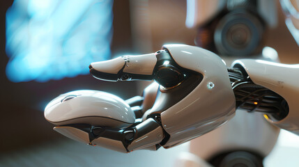 Fototapete - Robot with mouse in hand