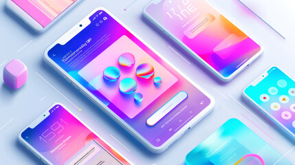 illustration 3D design UI UX using on device