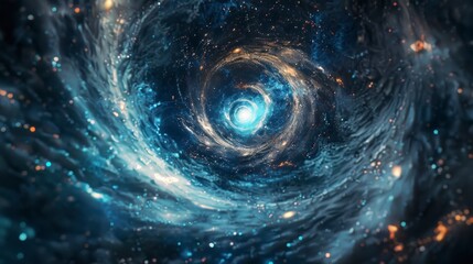 Wall Mural - stellar vortex with celestial bodies in a cosmic setting.