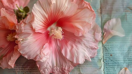 Poster - Vibrant Hollyhock Flower with Intricate Textures and Petals