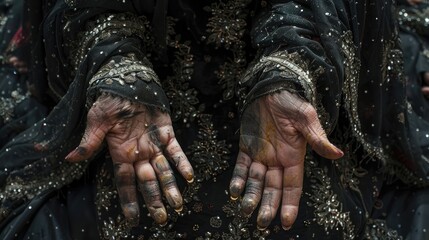 An Iranian Shiite Woman Hands During The Chehel Manbar Ceremony One Day Before Ashura, Lorestan Province, Khorramabad, Iran