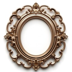 Wall Mural - Ornate Vintage Victorian Cameo Frame with Elegant Floral Designs on White Background