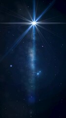 Poster - Journey through deep outer space universe. Media. Beautiful dark space with glowing stars. Vertical video.