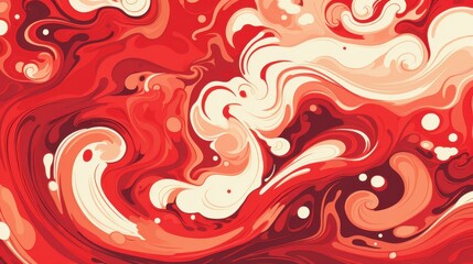 Wall Mural - Vibrant abstract red and white artwork with fluid branching patterns, perfect for contemporary art prints and posters.