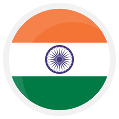 India round flag icon on transparent background. Vector image