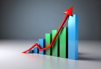 Aufkleber - 3d graph showing growing profits or earnings with arrow