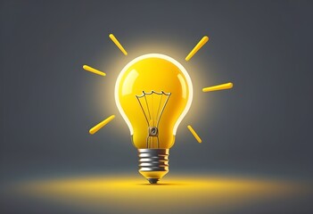 Poster - 3D cartoon light bulb icon for business strategy concept.