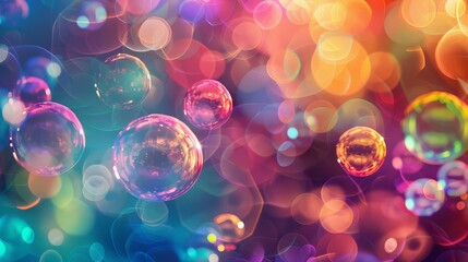 Wall Mural - Abstract backdrop of colorful blurred bubbles and lights