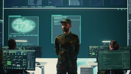 Poster - government military hackers engaged in hybrid warfare strategies. using sophisticated software and t