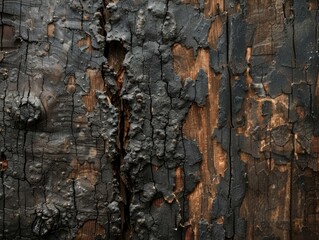Wall Mural - Tree bark texture, dark abstract natural background close-up. Macro shot of wood surface.