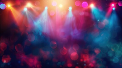 Wall Mural - Blurred concert lighting effects and party atmosphere on stage