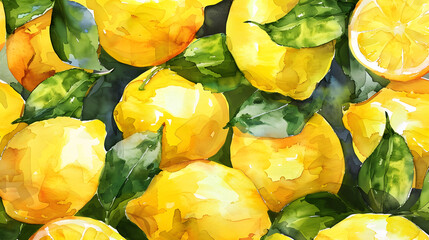Canvas Print -  lemons water color