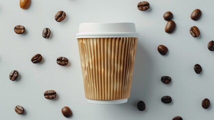 Wall Mural - Coffee cup without contents placed on a white backdrop