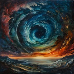 Wall Mural - artistic rendition of swirling stars within a cosmic galaxy.