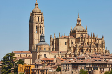 Wall Mural - Gothic cathedral in Segovia. Medieval city in Castilla Leon. Spain