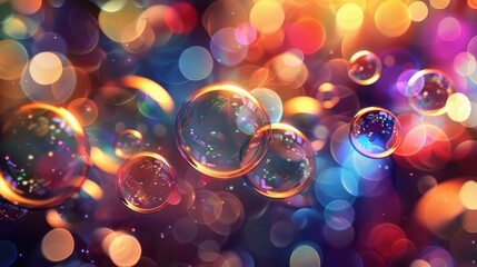 Wall Mural - Abstract background showcasing colorful bubbles and glowing lights