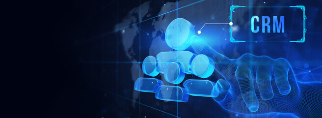 Wall Mural - Business, Technology, Internet and network concept. CRM Customer Relationship Management. 3d illustration