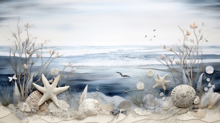 Wall Mural - sea shells on the beach abstract.