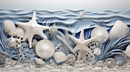 Wall Mural - sea shells on the beach abstract.