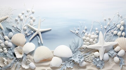 Wall Mural - sea shells on the beach abstract.