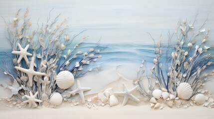 Wall Mural - sea shells on the beach abstract.