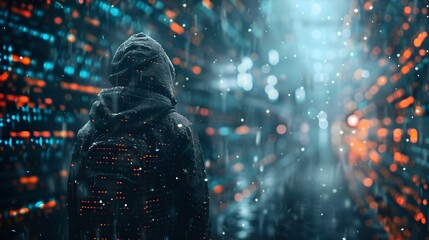 Poster - Cyberattack Snowstorm Hacker s Digital Onslaught Batters a Fortified Cityscape in the Night
