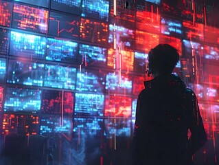 Poster - hacker infiltrating high security digital system with multiple firewalls